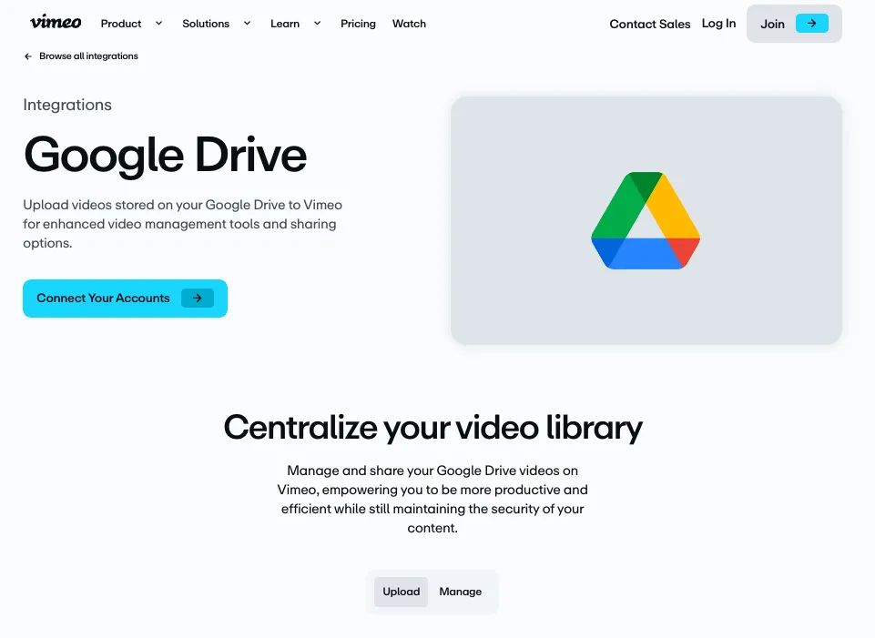 Vimeo Google Drive integration