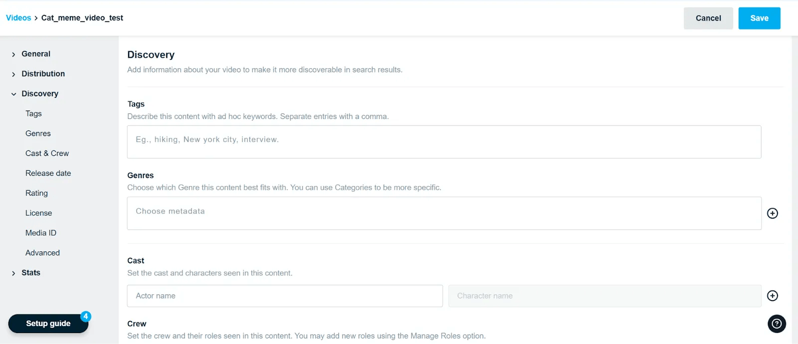 A screenshot from the Discovery page of the Vimeo OTT admin panel.