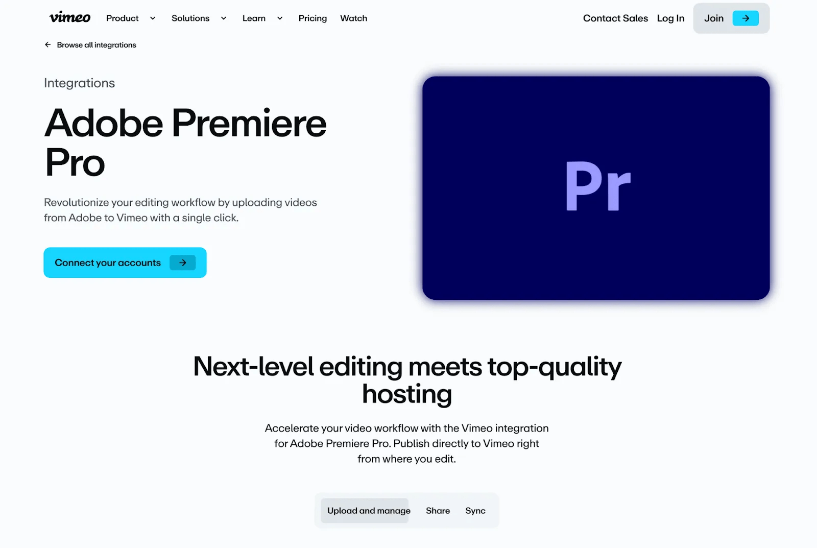 Vimeo Adobe Premiere Pro integration