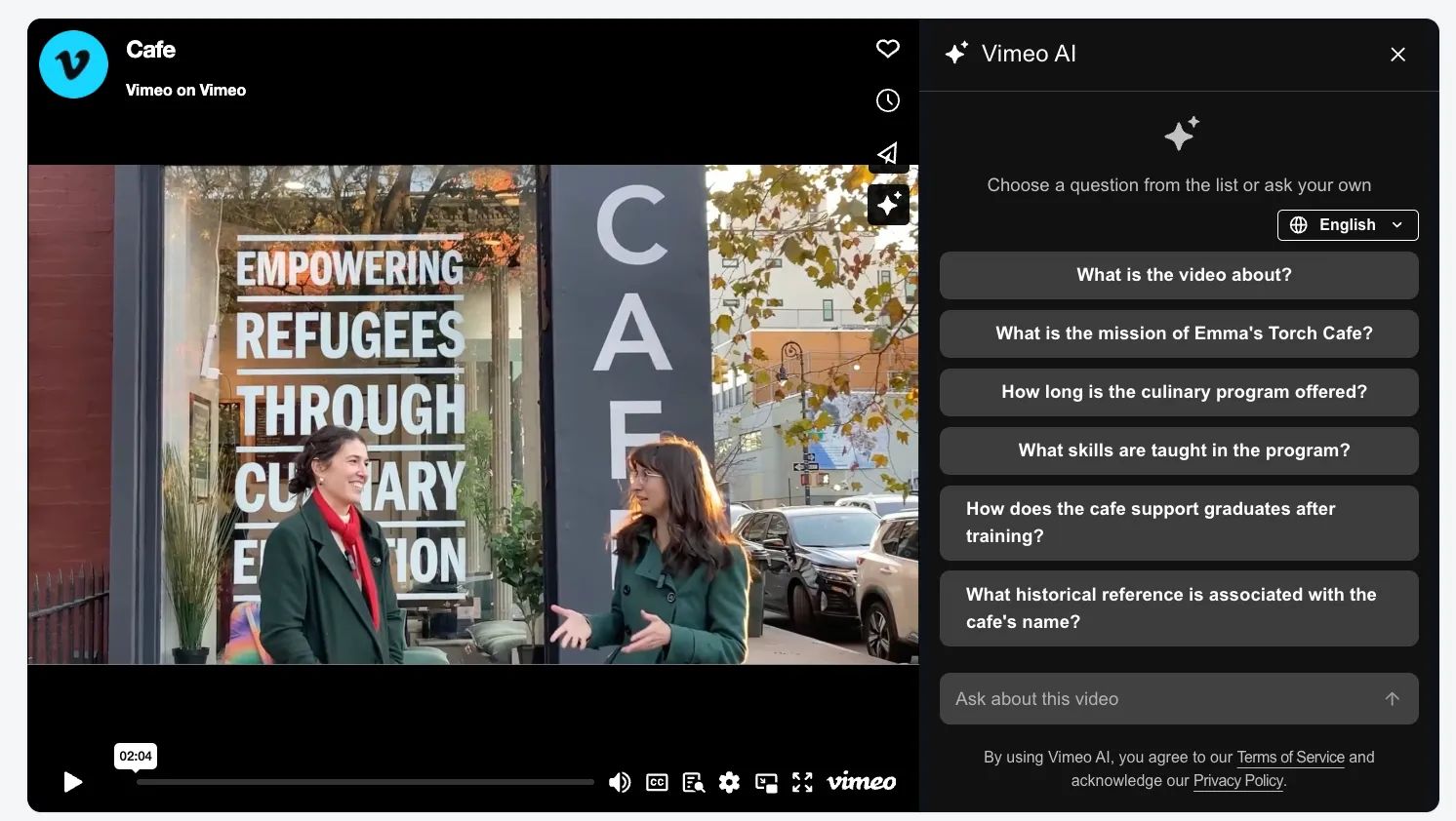Ask Vimeo AI to generate highlights from a longer video.