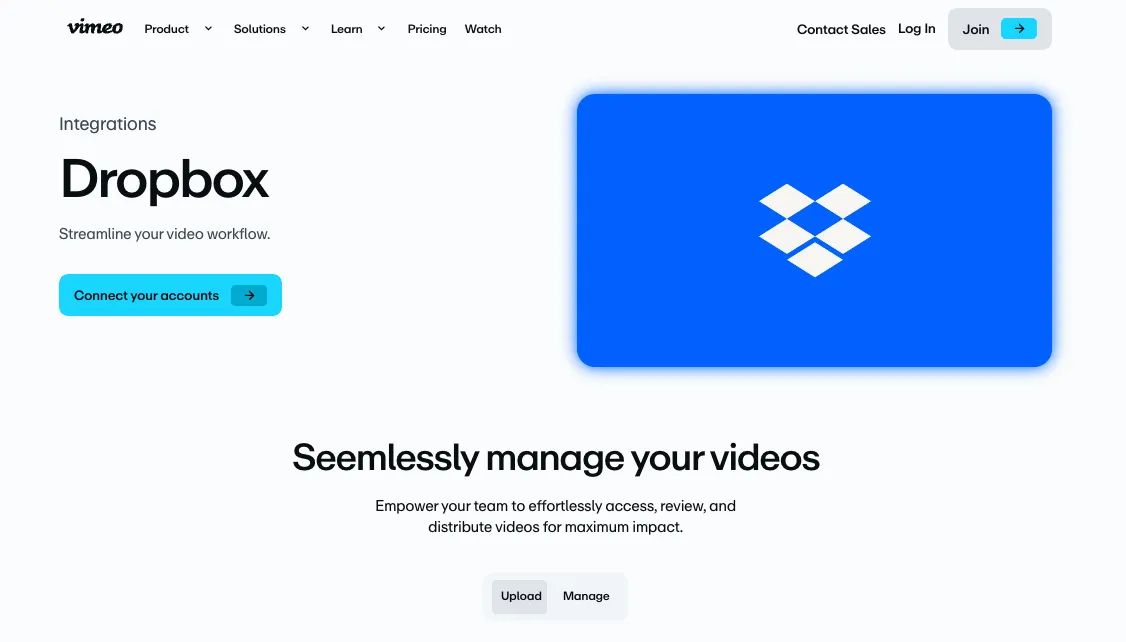 Vimeo Dropbox integration