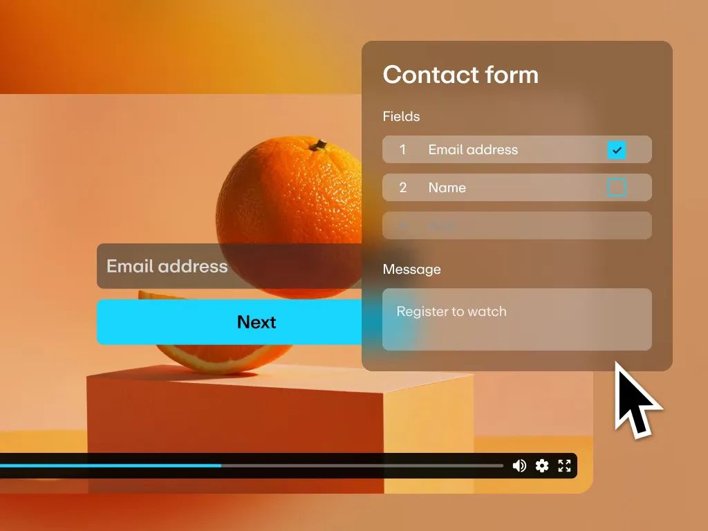 embedded form registration for a Vimeo video
