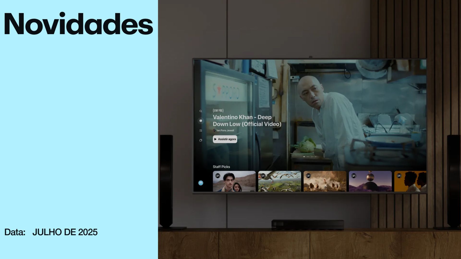 Aplicativo do Vimeo na Apple TV em uma tela de TV 