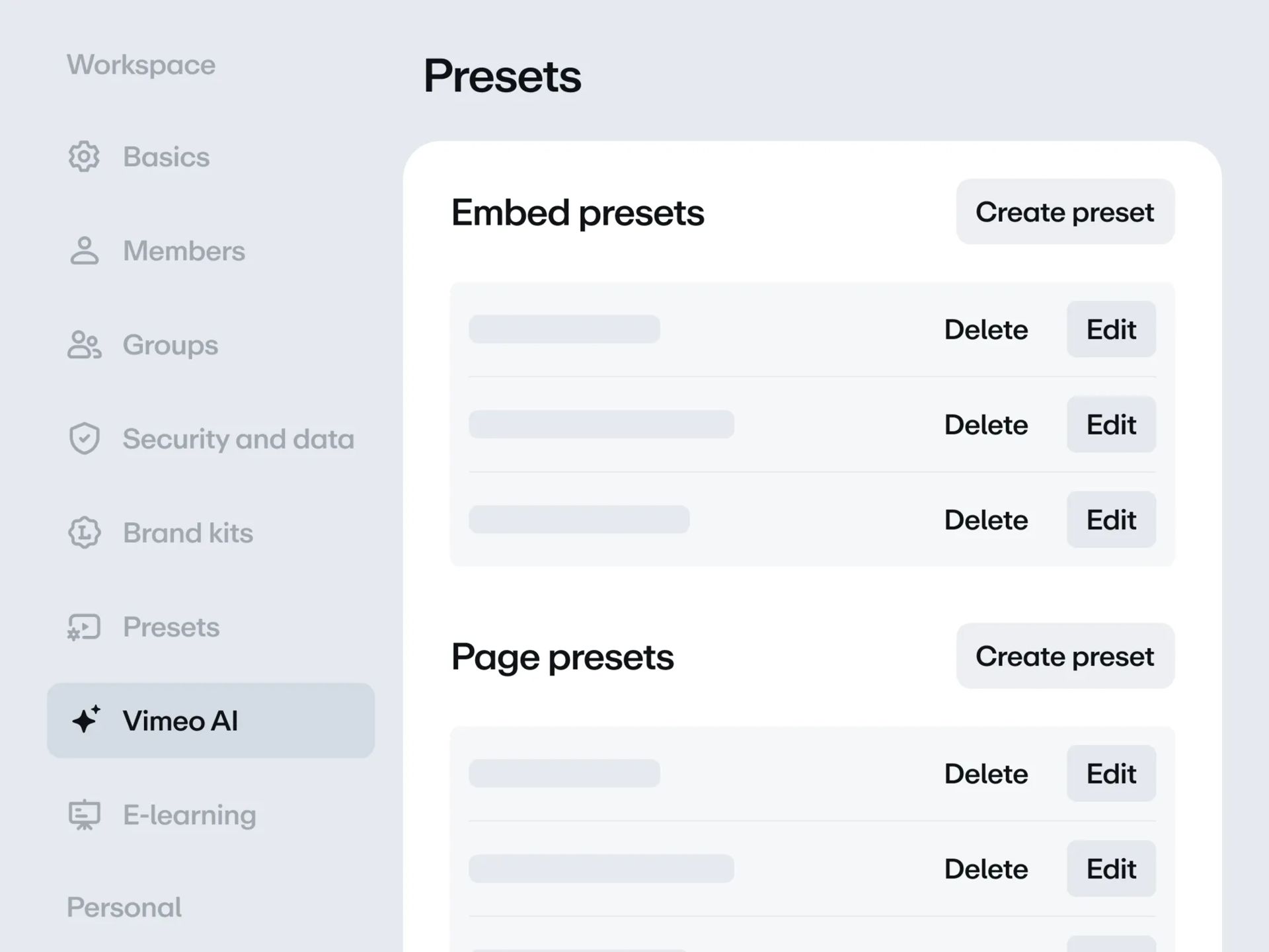 Eliminate errors with workspace specific presets