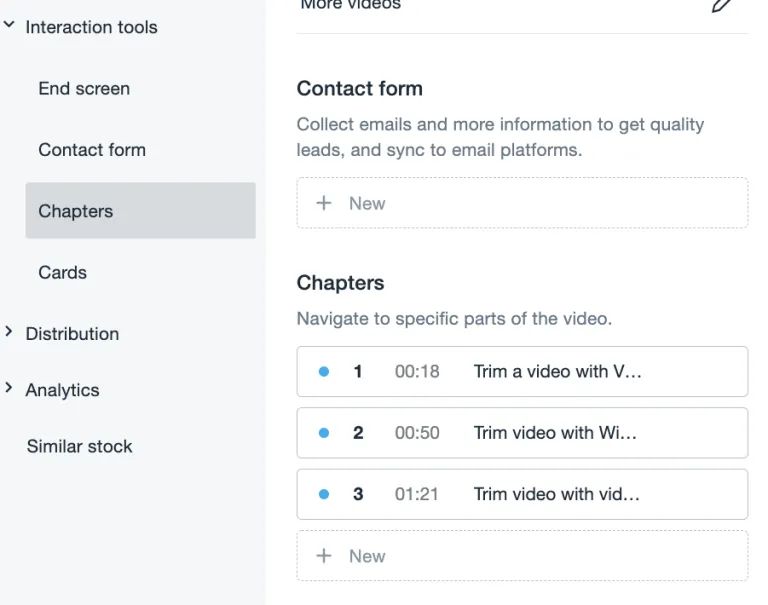 Enter a title and timestamp for when and where you want your new video chapter to be placed.