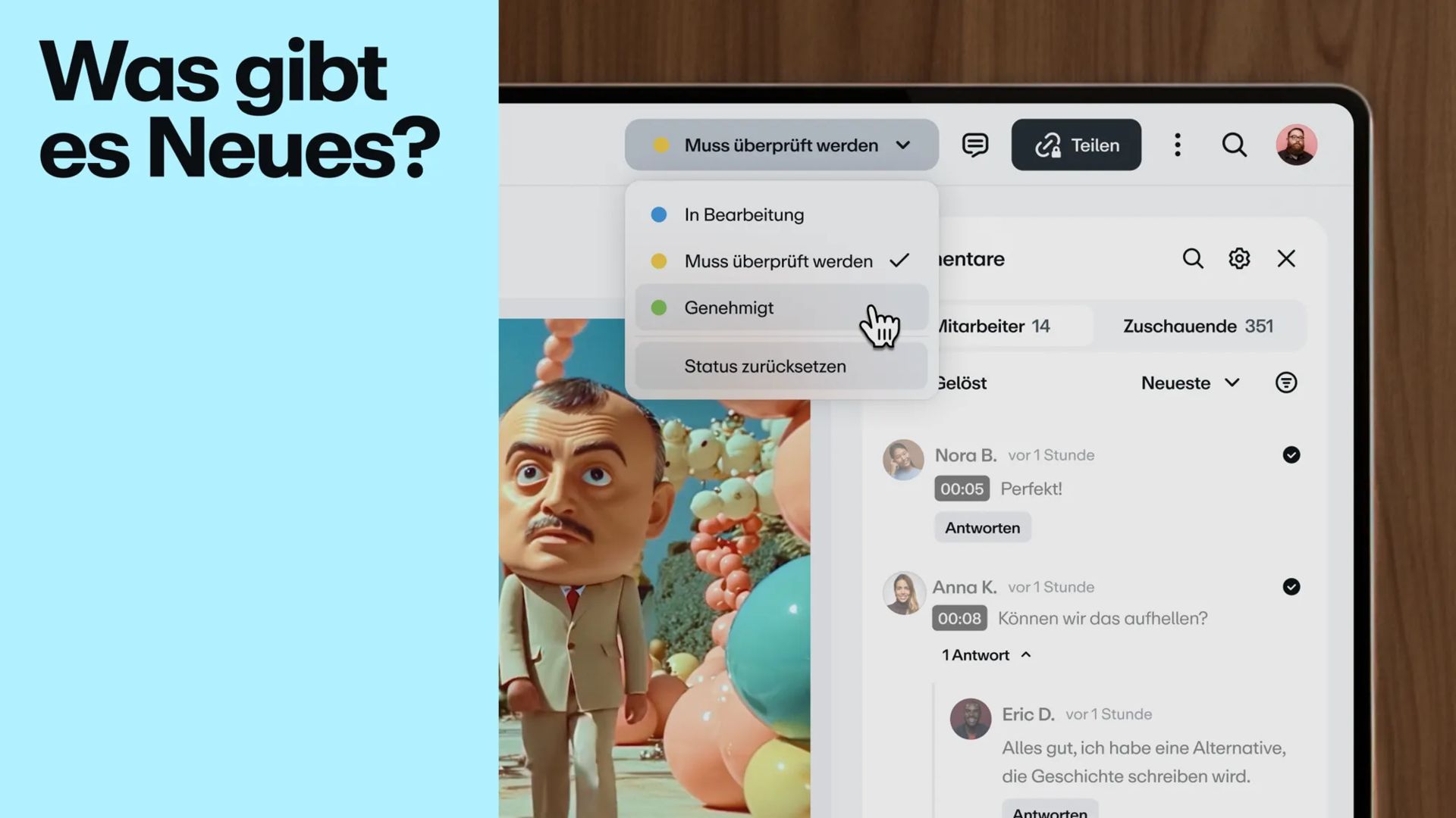 Ein Laptop-Bildschirm mit der Benutzeroberfläche von Vimeo Review
