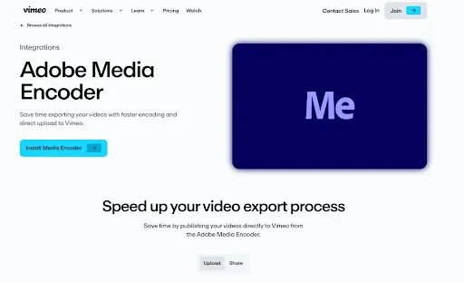 Vimeo Adobe Media Encoder integration for uploading and exporting