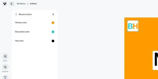 The Brand colors tab in the Vimeo video editor, with options for “Primary,” “Secondary,” and “Text.”