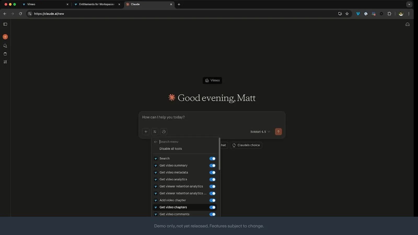 Vimeo AI capabilities such as generating chapters